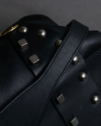 "CELINE" Various studs horizontal leather 2way bag