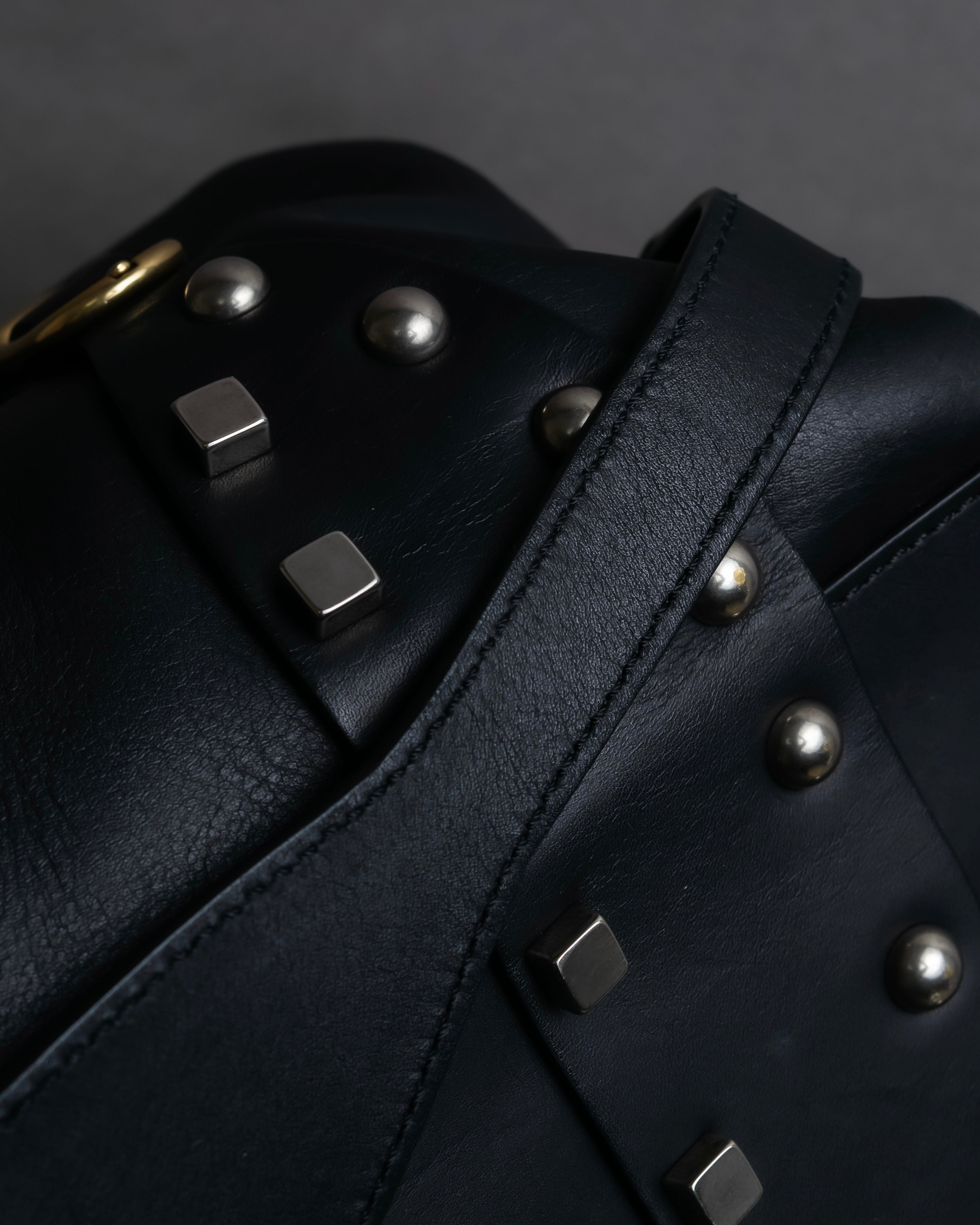 "CELINE" Various studs horizontal leather 2way bag