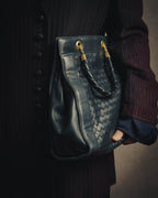 -SPECIAL- “Bottega Veneta” 00’s intrecciato braided handle oversized leather tote bag