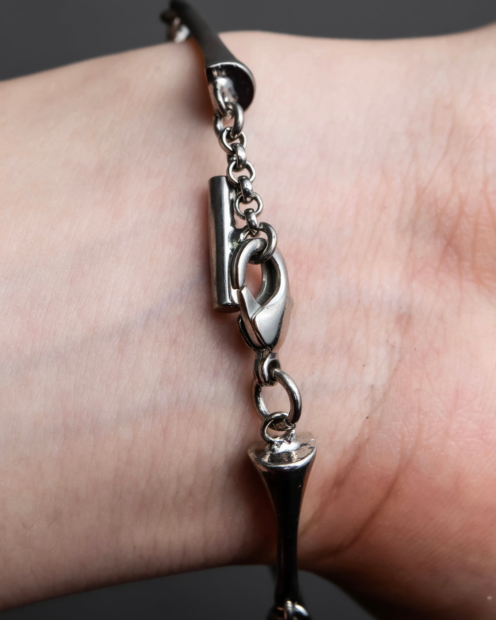 "Salvatore Ferragamo" silver gangini logo chain bracelet