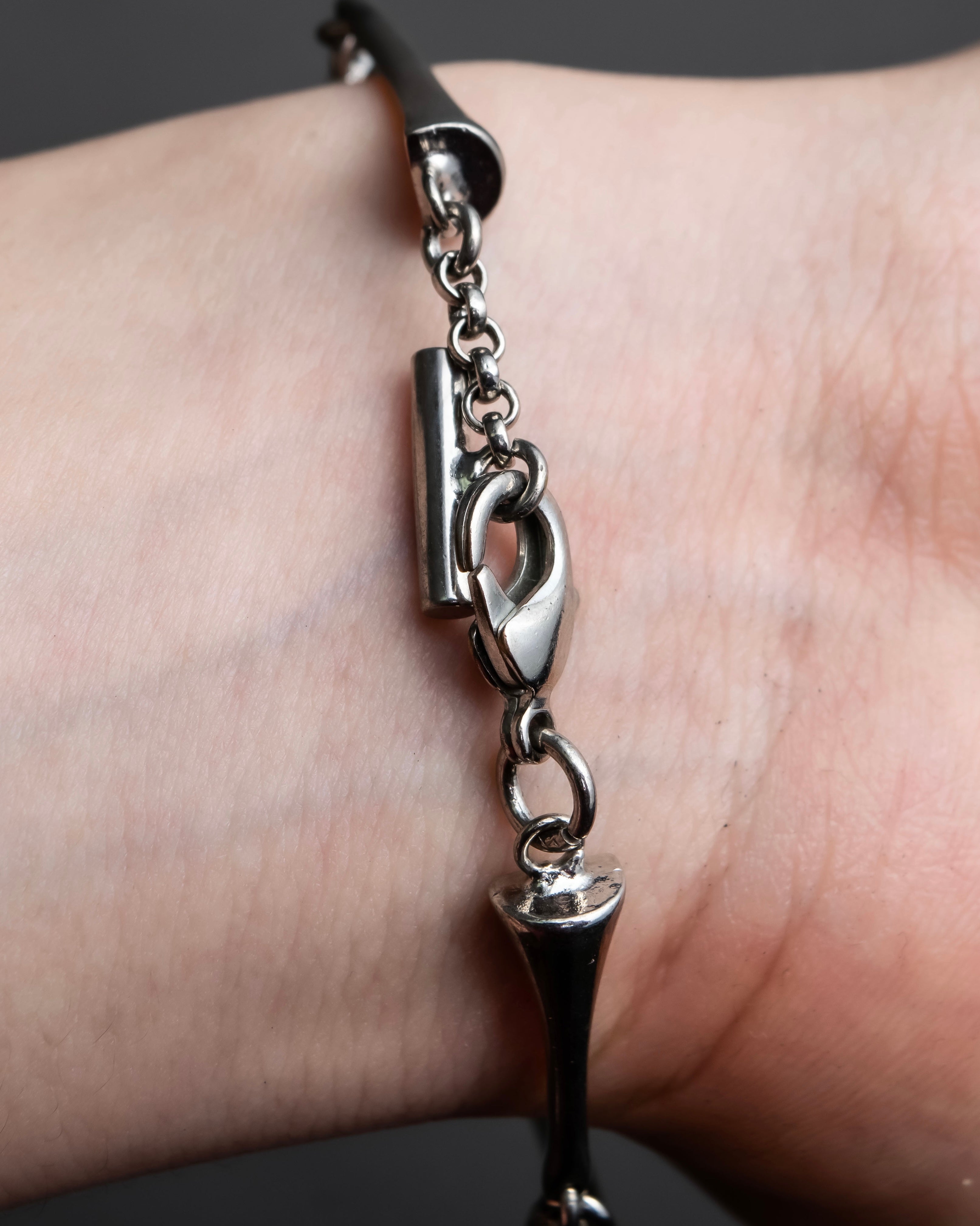"Salvatore Ferragamo" silver gangini logo chain bracelet