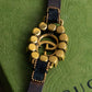 "GUCCI" Double G motif rhinestone leather bracelet