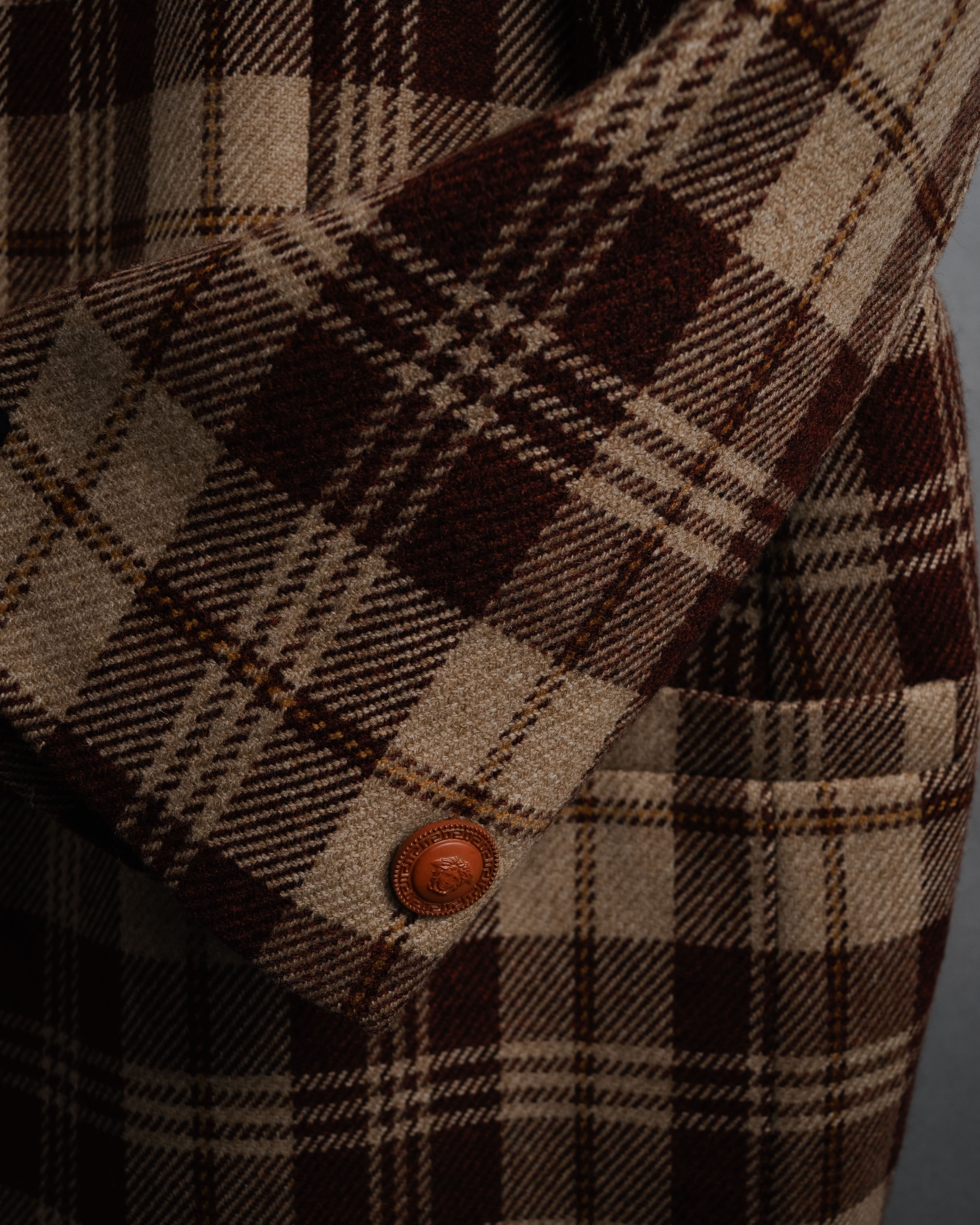 “GIANNI VERSACE” 1988-1994 Oversized plaid wool jacket
