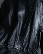 "Claude Montana" Drawcord detail stand-up collar leather blouson