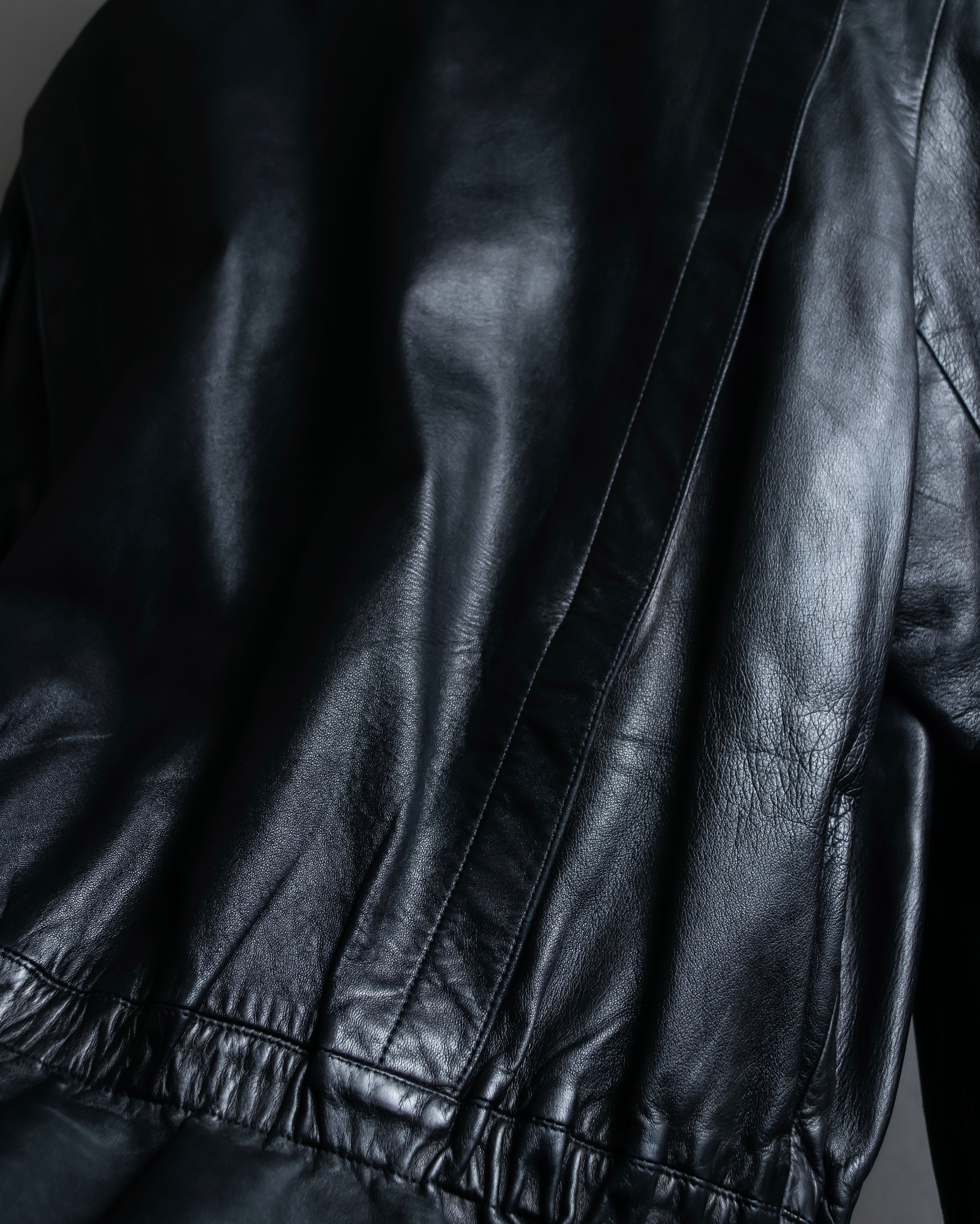 "Claude Montana" Drawcord detail stand-up collar leather blouson