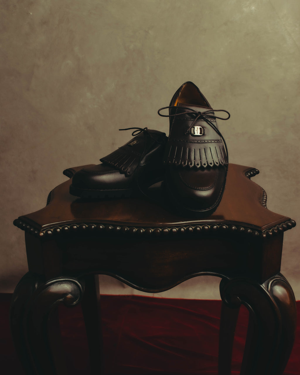 "Salvatore Ferragamo" 90's-00's Kiltie fringe leather derby shoes