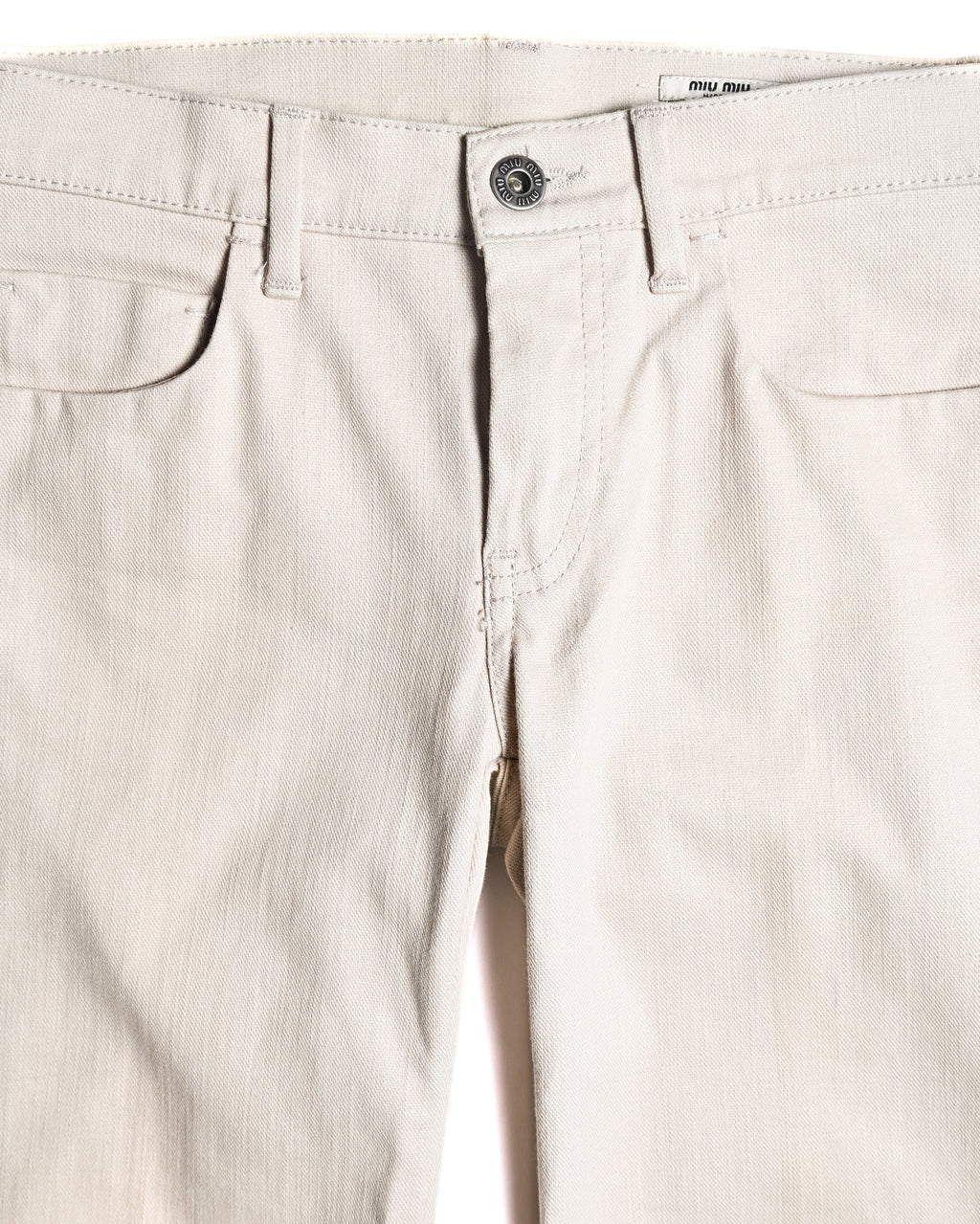 MIU MIU/ Back Metal Logo Designed Riding Pants Beige