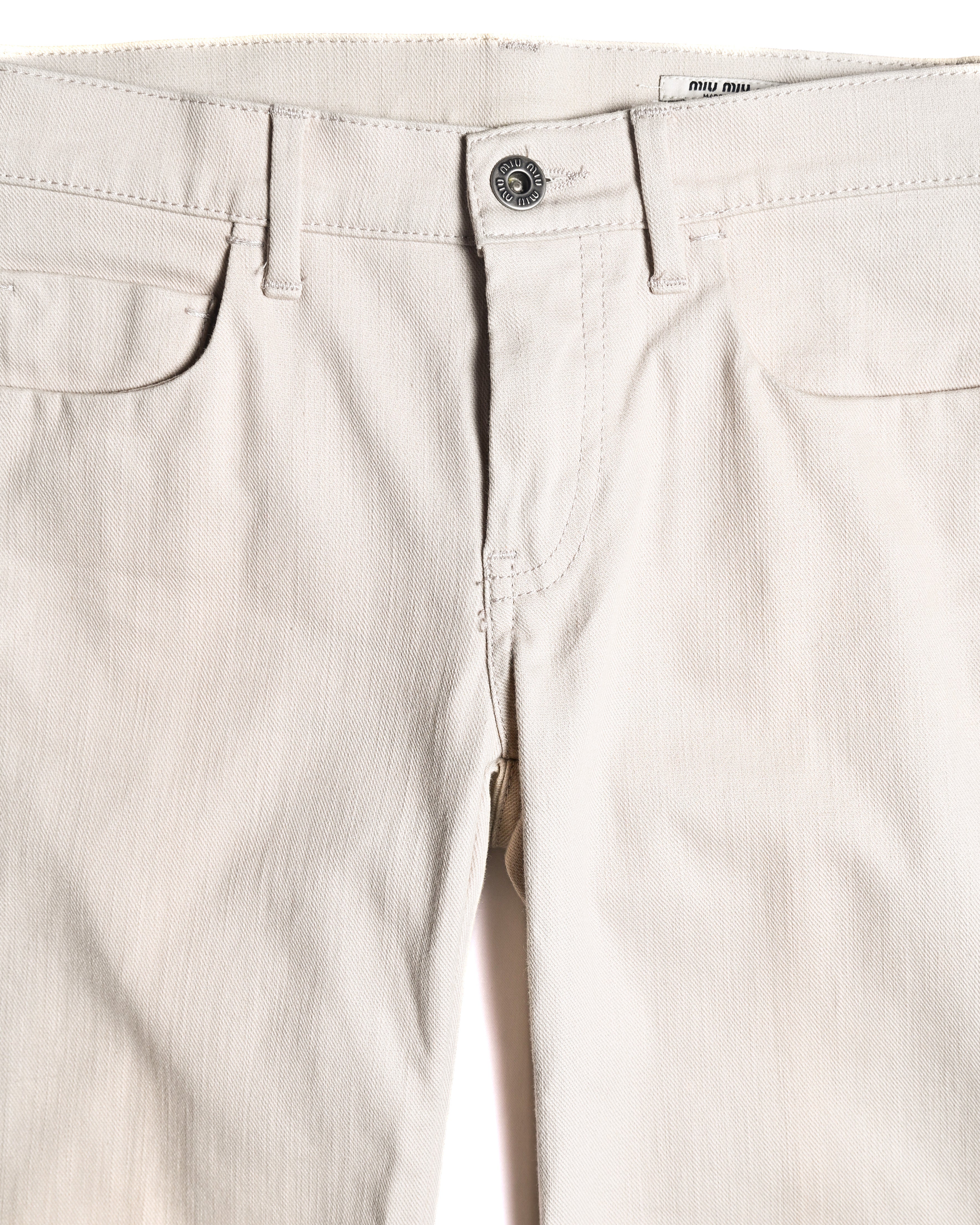 MIU MIU/ Back Metal Logo Designed Riding Pants Beige