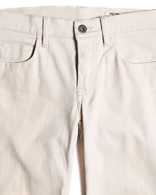 MIU MIU/ Back Metal Logo Designed Riding Pants Beige
