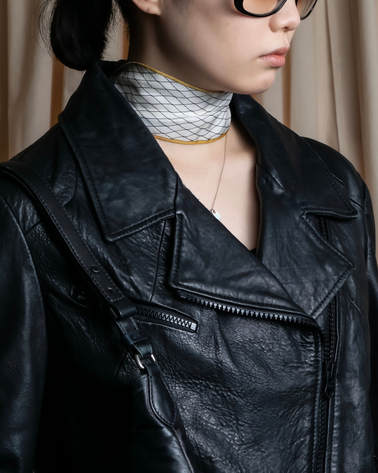 "Acne" Beautiful shape genuine leather double riders jacket