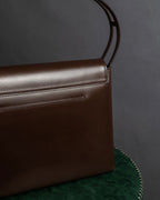 "GIVENCHY MAROQUINERIE" Trapezoidal brown leather one-handle bag