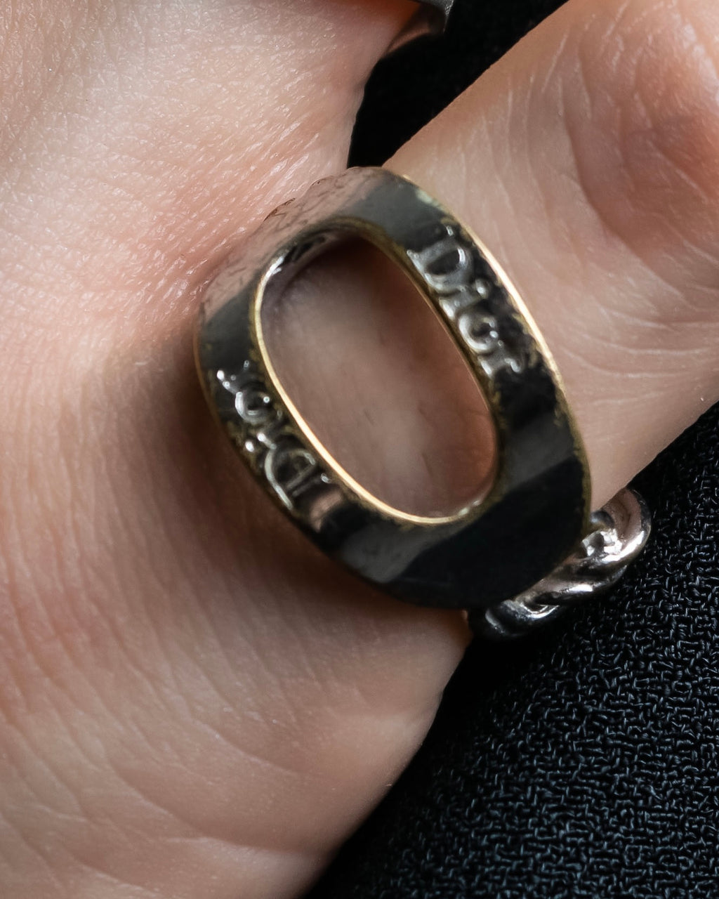 "DIOR" engraved silver ring