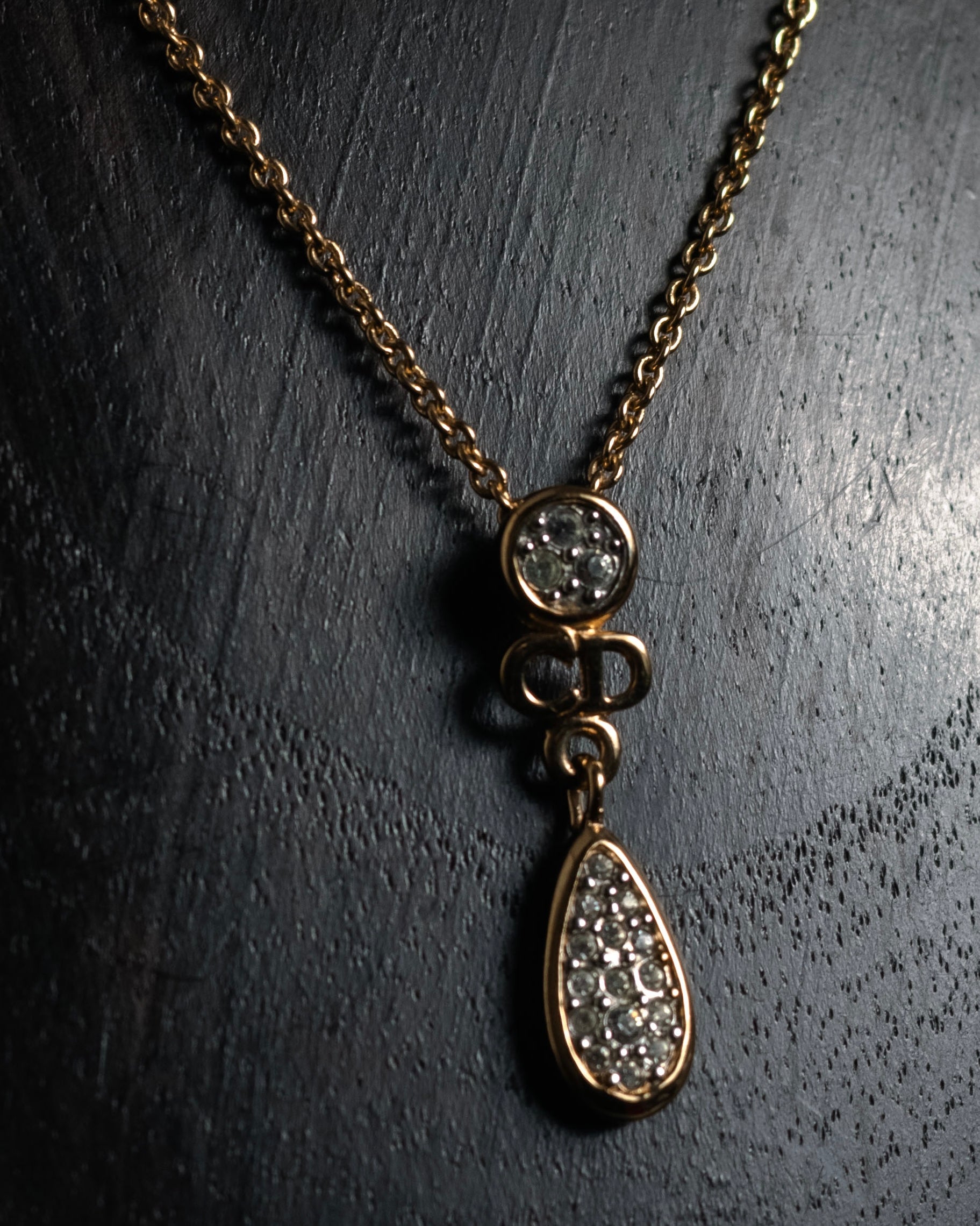 "Christian Dior" 00’s crystal pave cd drop necklace and earrings set