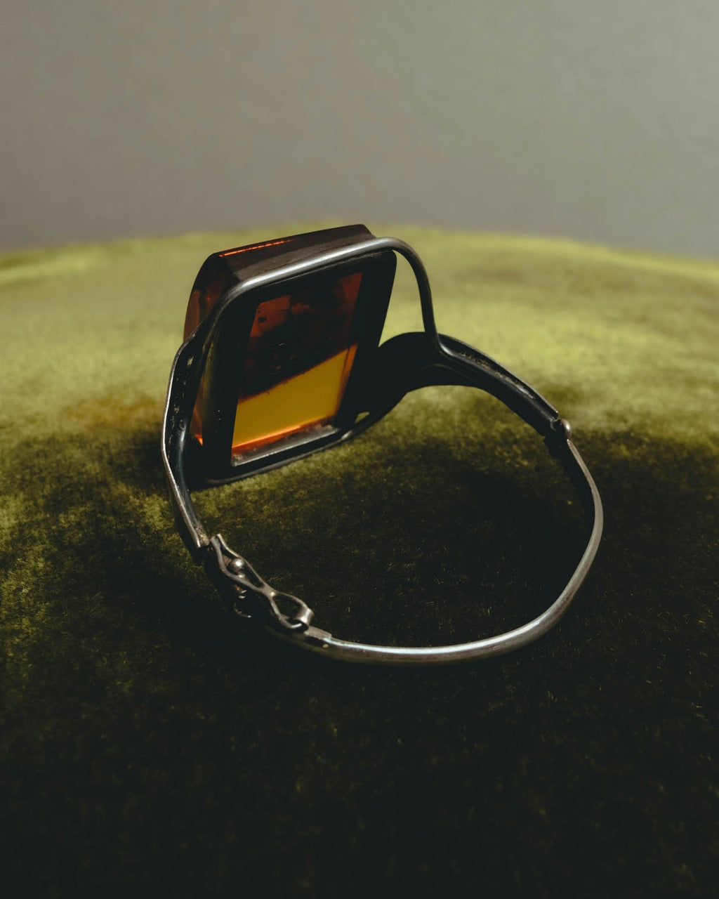 "Vintage" Sculptural amber tone statement bracelet
