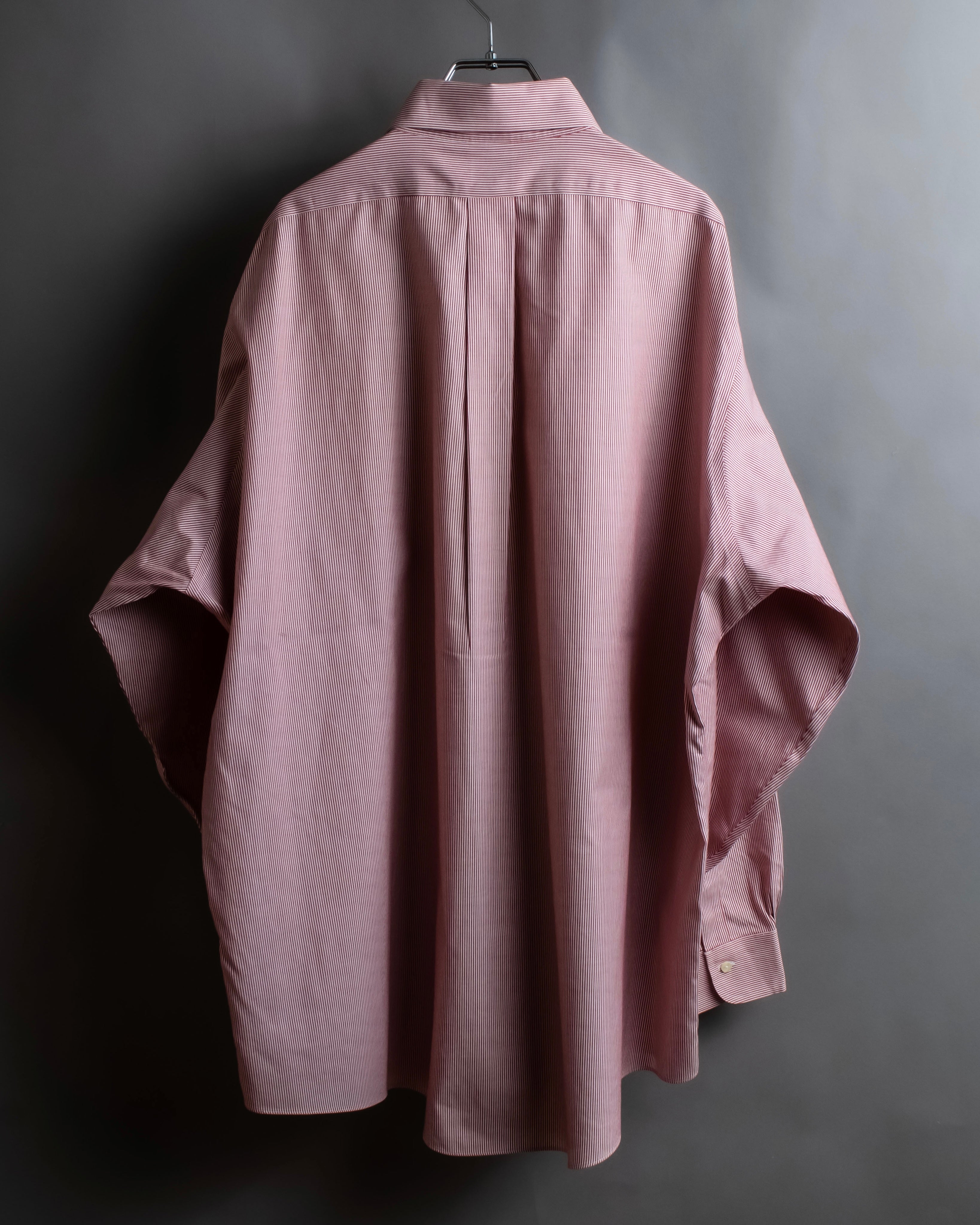 "BROOKS BROTHERS" Ultra thin stripe button down colour oversized shirt