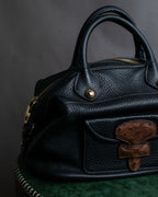 "LOEWE" Flap pocket design ostrich leather bag