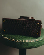 “Salvatore Ferragamo” 00’s-10’s Crocodile embossed vara bow 2way handbag