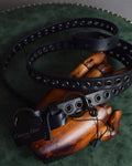 "Christian Dior" Black eyelet leather narrow belt