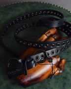 "Christian Dior" Black eyelet leather narrow belt