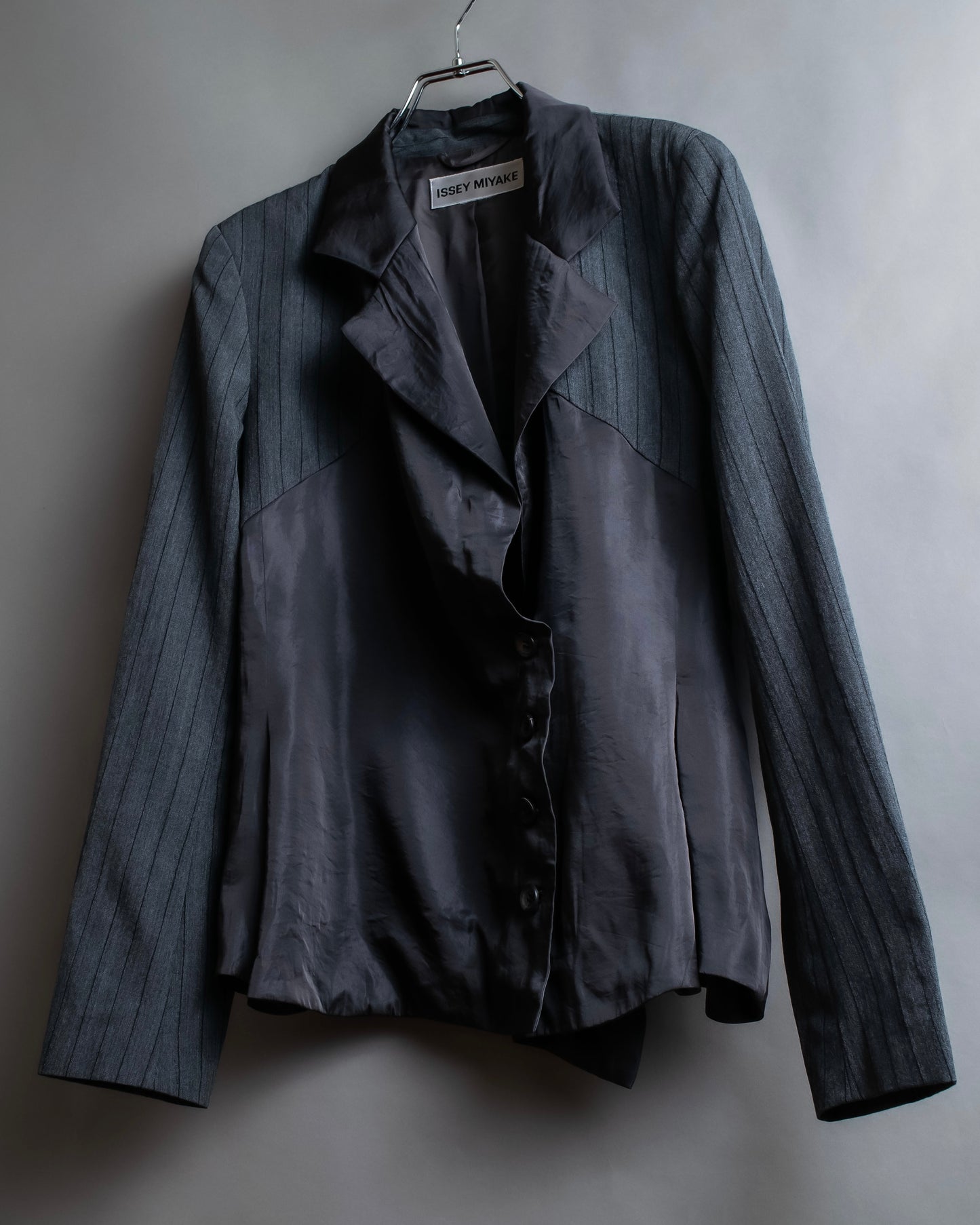 "ISSEY MIYAKE" Different material switching design shape pattern tailored jacket