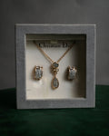"Christian Dior" 00’s crystal pave cd drop necklace and earrings set