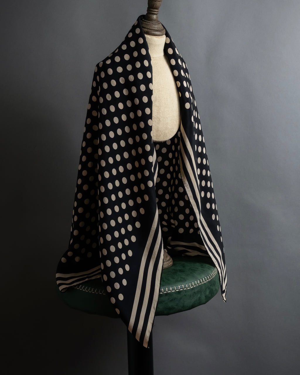 "JEAN PAUL GAULTIER" Classical dot pattern silk scarf