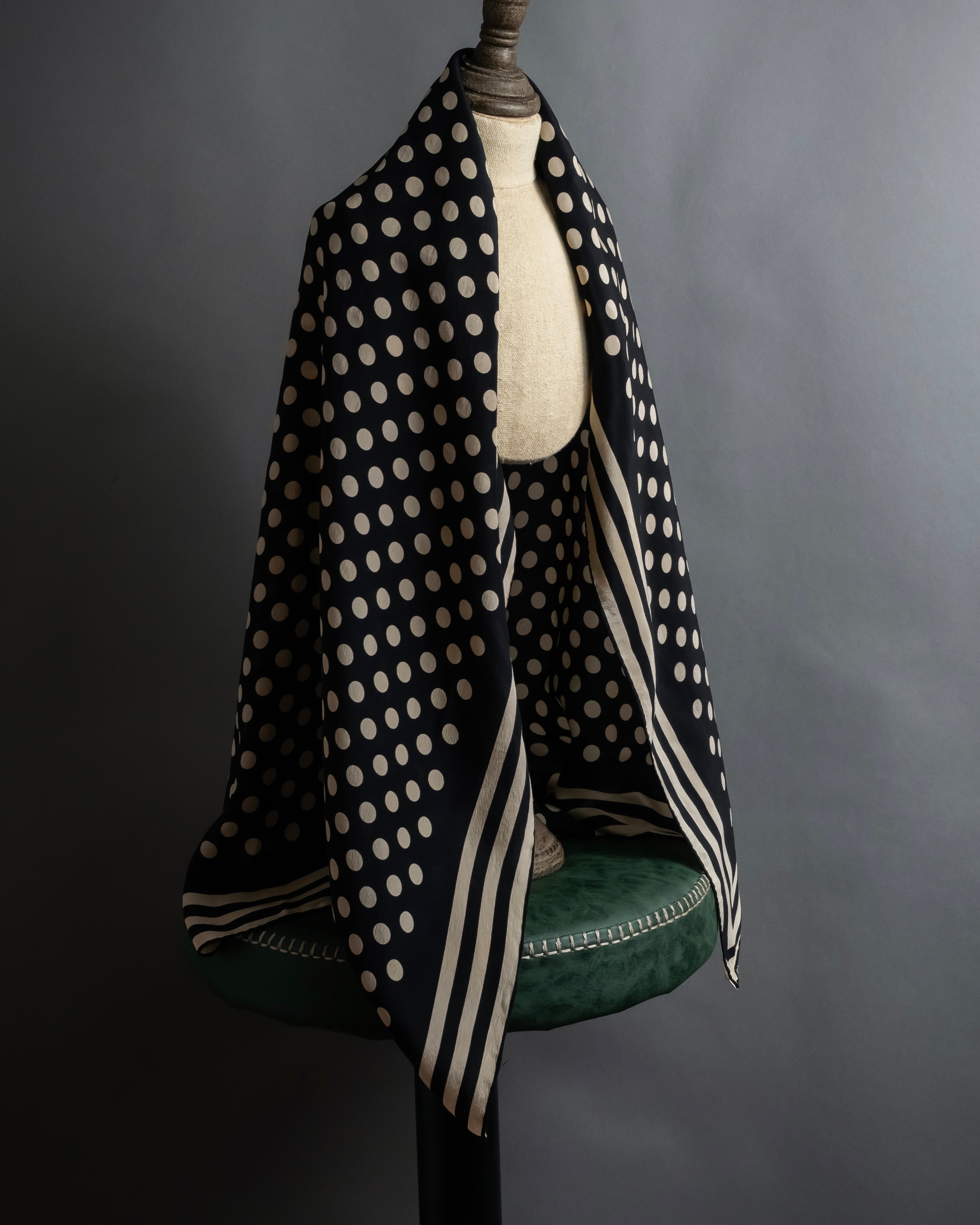 "JEAN PAUL GAULTIER" Classical dot pattern silk scarf