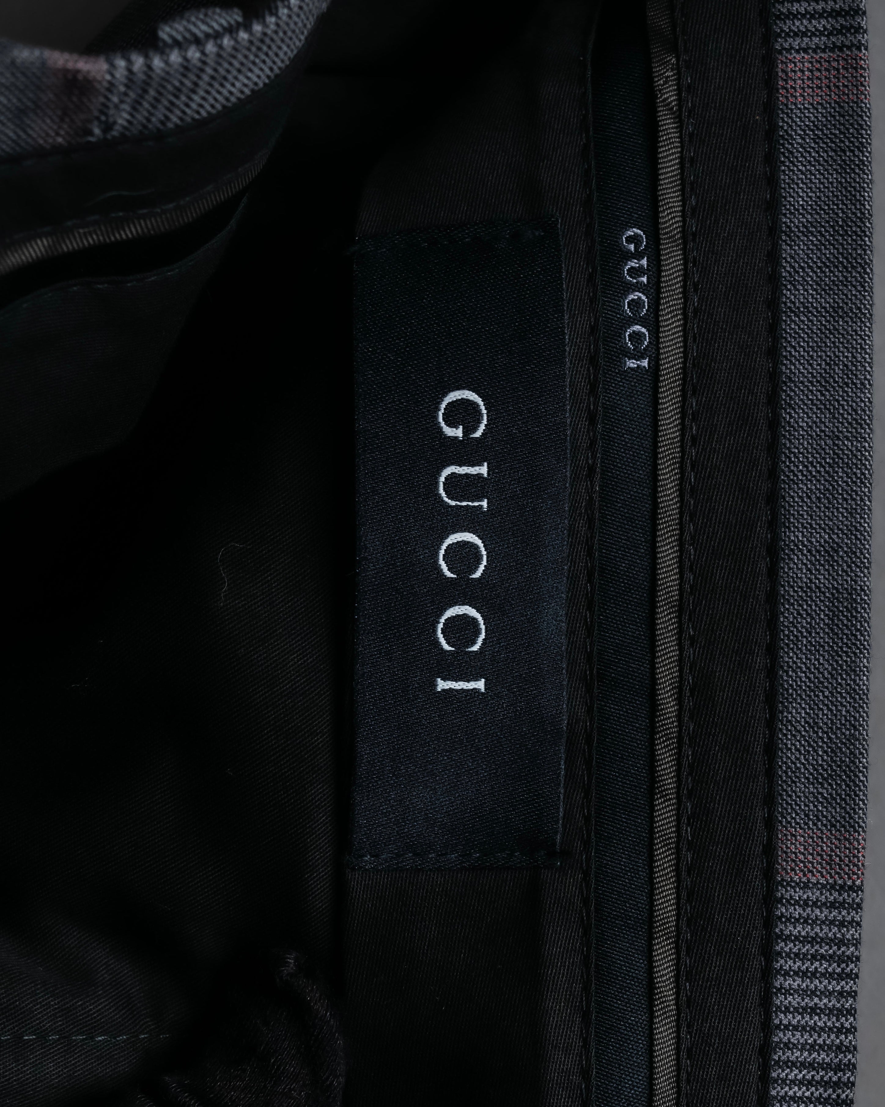 "GUCCI" Glen plaid wool wide tapered slacks