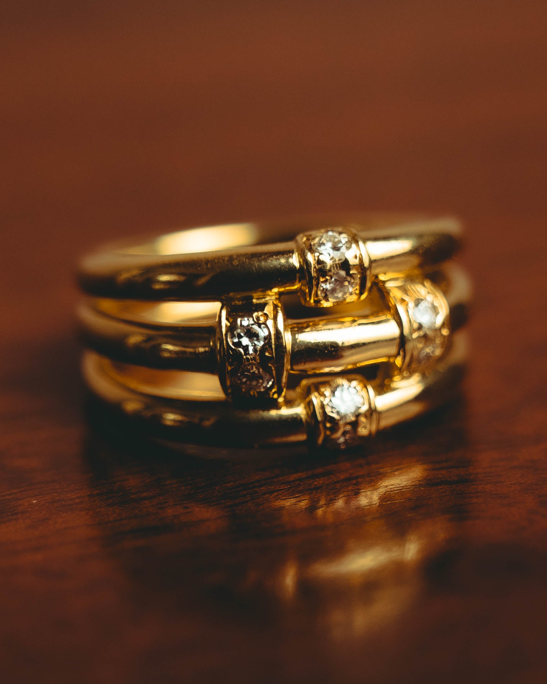 -SPECIAL- “Christian Dior” 80’s-90’s vintage 18k diamond multi-band ring