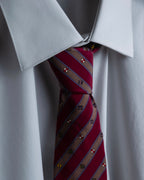 "GUCCI" Burgundy color diagonal stripe silk neck tie