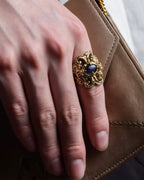 "CHANEL" 90's Baroque carving design gold ring