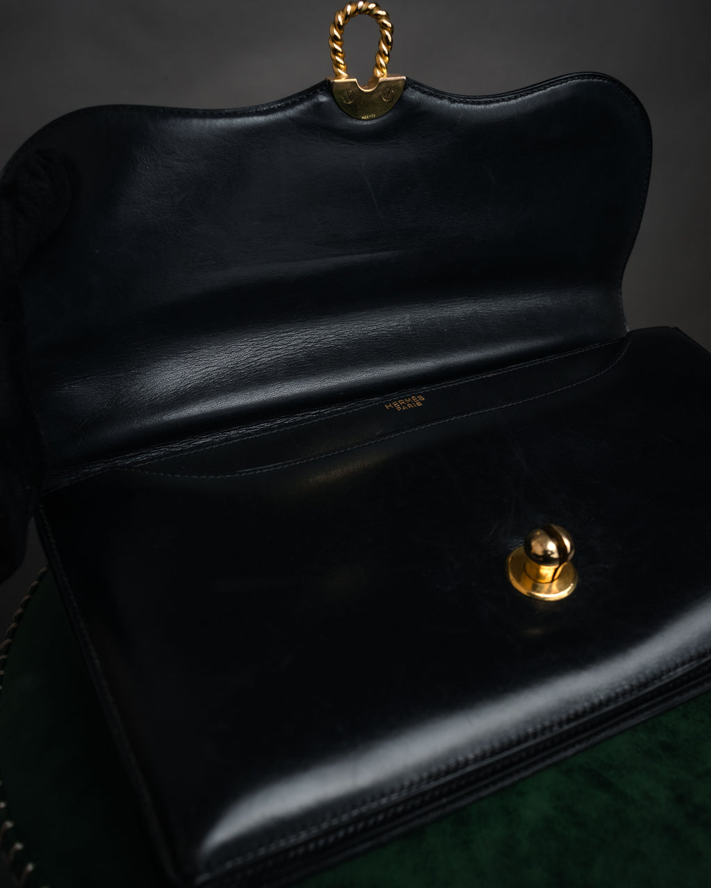 –SPECIAL– “HERMES” 50’s-60’s Escale box calf top handle bag