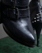 Alexandar McQueen" Studs & belt design heel boots