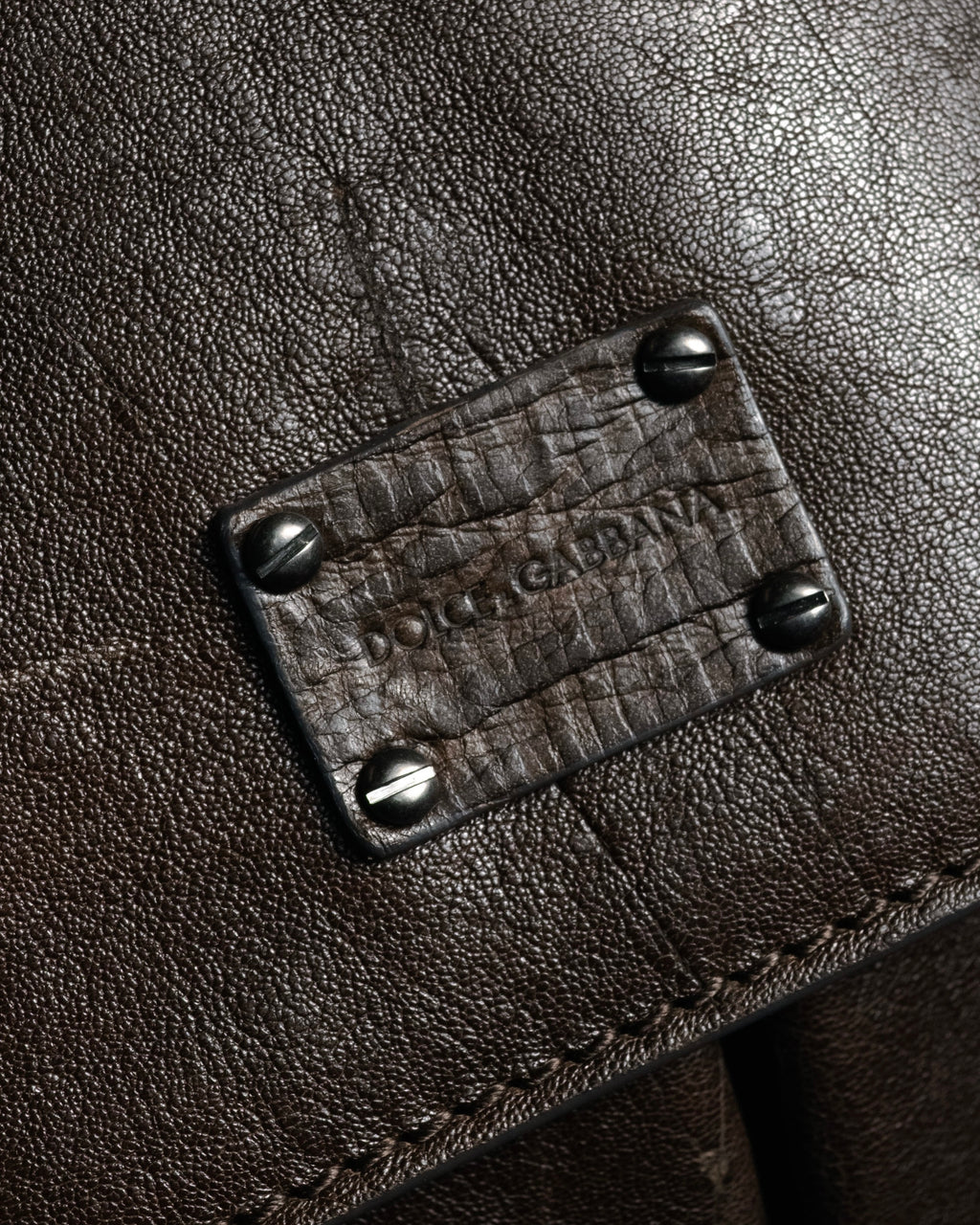 "DOLCE & GABBANA" 00’s-10’s Grained leather canvas-lined satchel bag