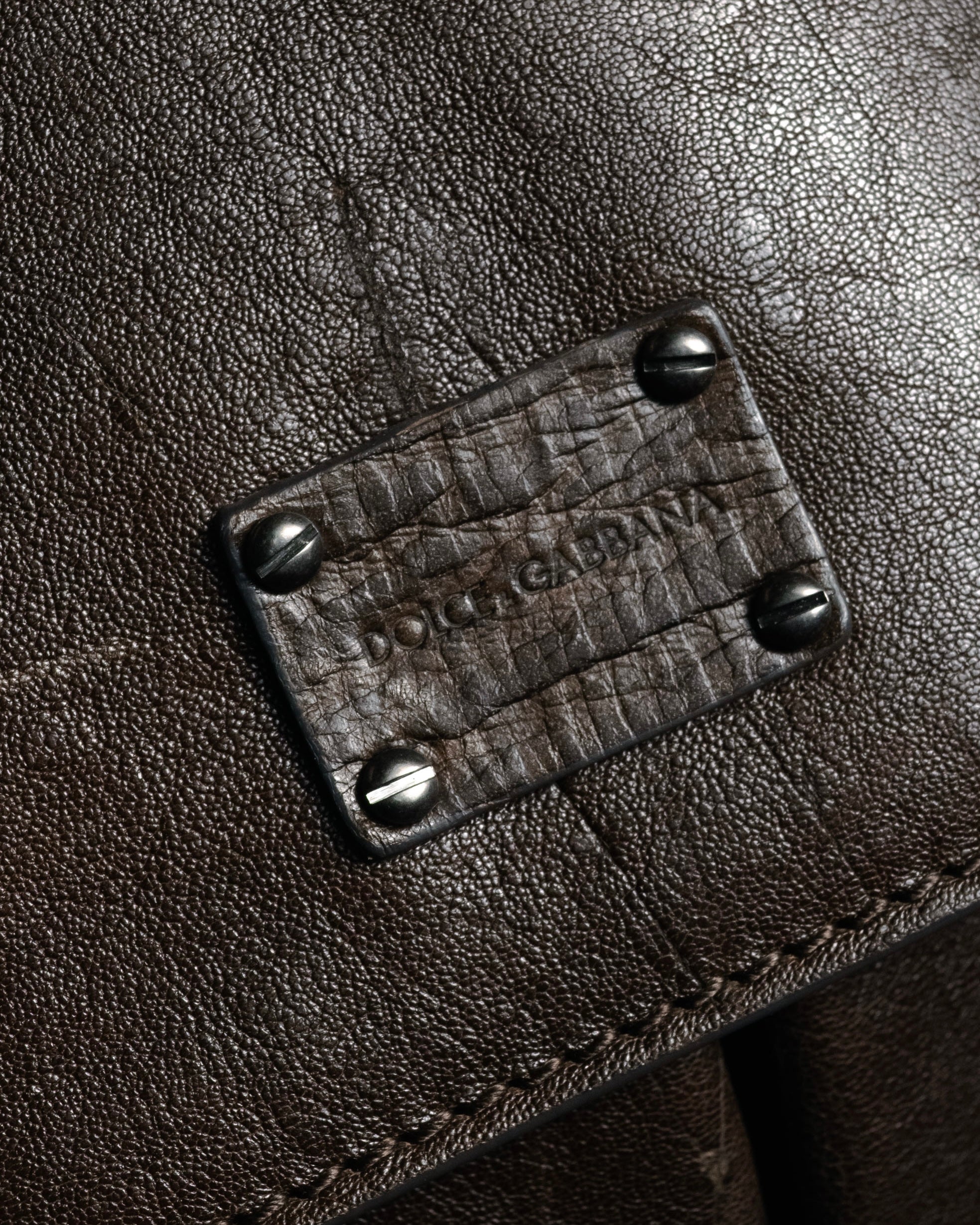 "DOLCE & GABBANA" 00’s-10’s Grained leather canvas-lined satchel bag