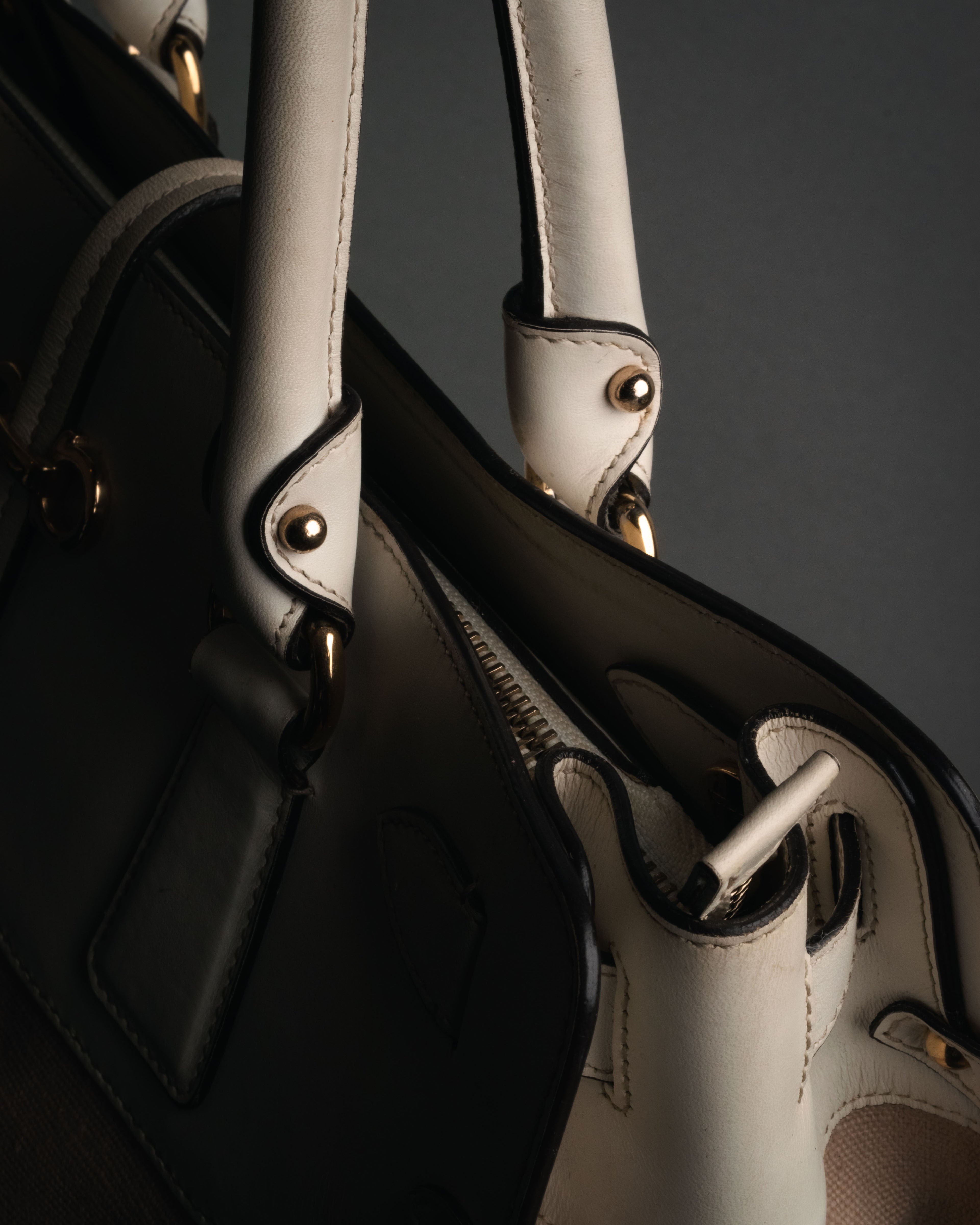 “Salvatore Ferragamo” 2010’s canvas and leather gancini tote bag