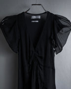 "MCQ Alexander McQueen" 06-10's Puffed sleeve gathered georgette long dress