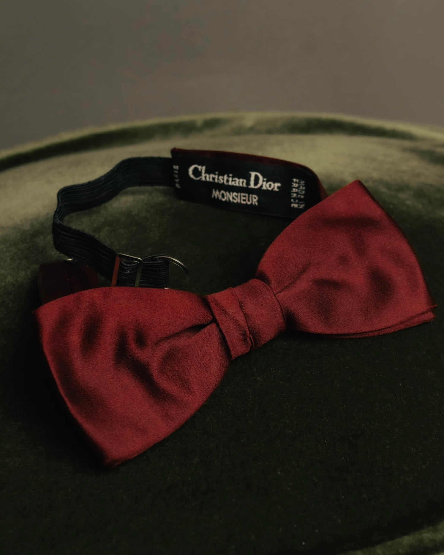 “Christian Dior” Late 80’s-90’s monsieur burgundy satin bow tie