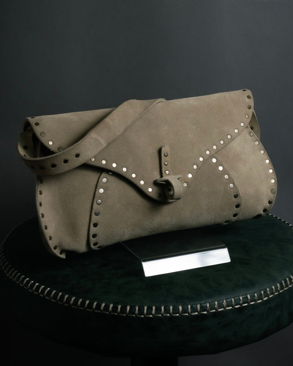 "CELINE" Studs design suede leather shoulder bag