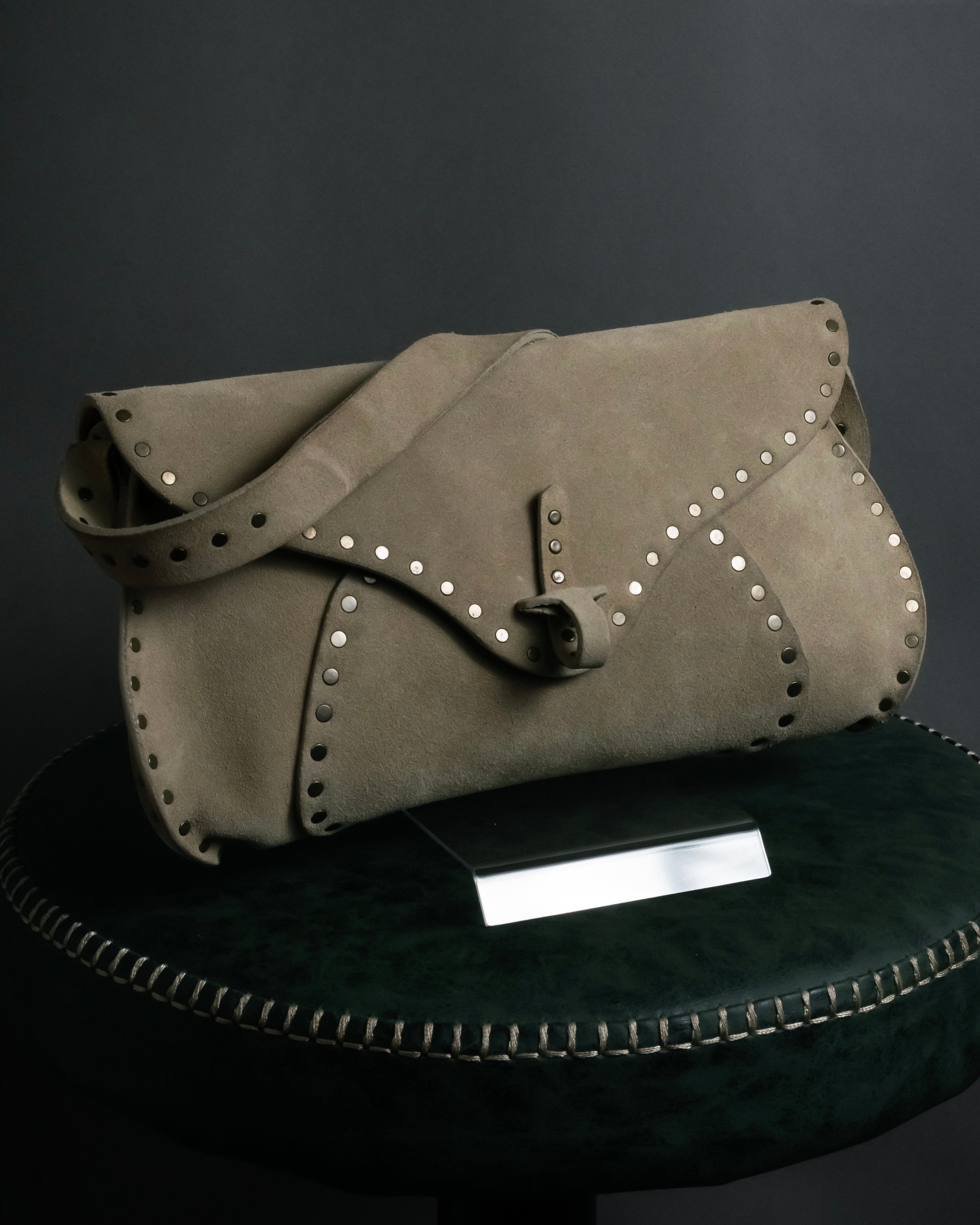 "CELINE" Studs design suede leather shoulder bag