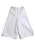 CELINE/ Triomphe Waist Designed Denim Shorts White