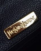 "YVES SAINT LAURENT" Hand stitched design trapezoid leather bag