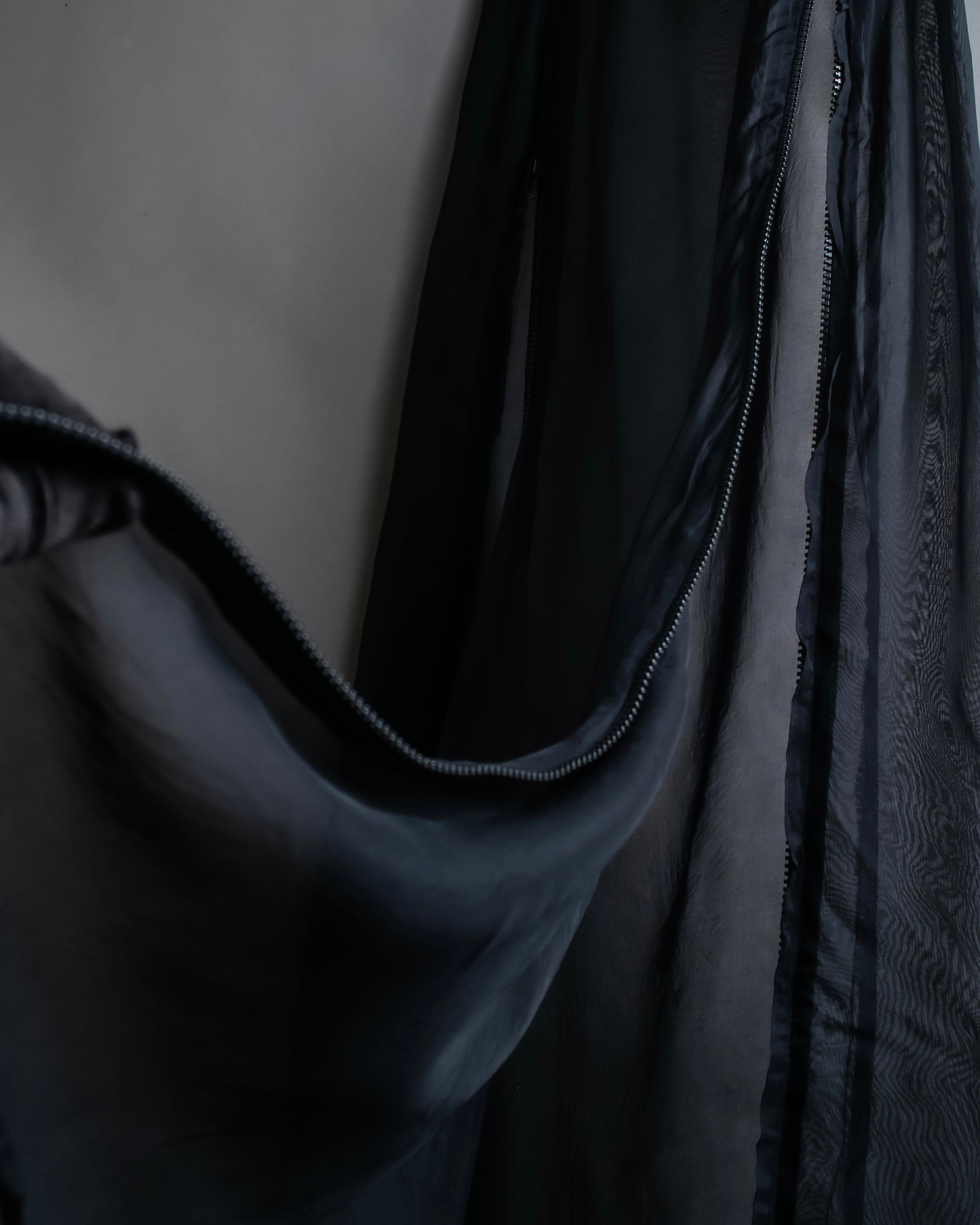 "YOHJI YAMAMOTO" 1996SS Double zipper design sheer rayon flare skirt