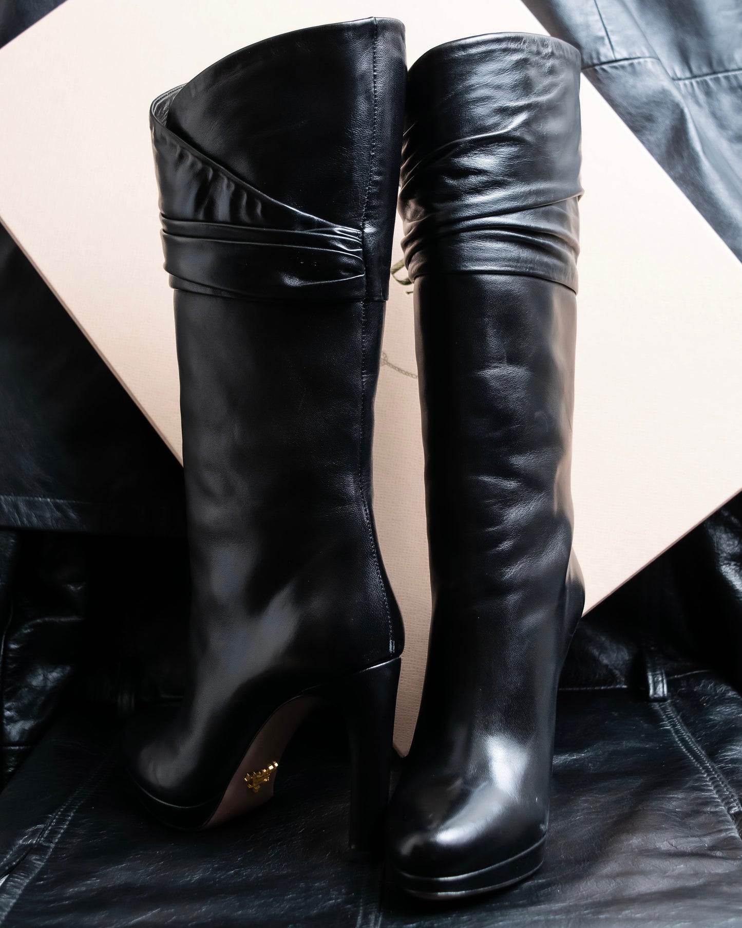 "PRADA" Shirred mode stylelong boots