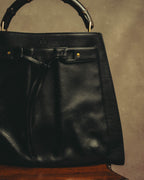 –SPECIAL– “GUCCI” 90’s-00’s Bamboo handle drawstring leather tote bag