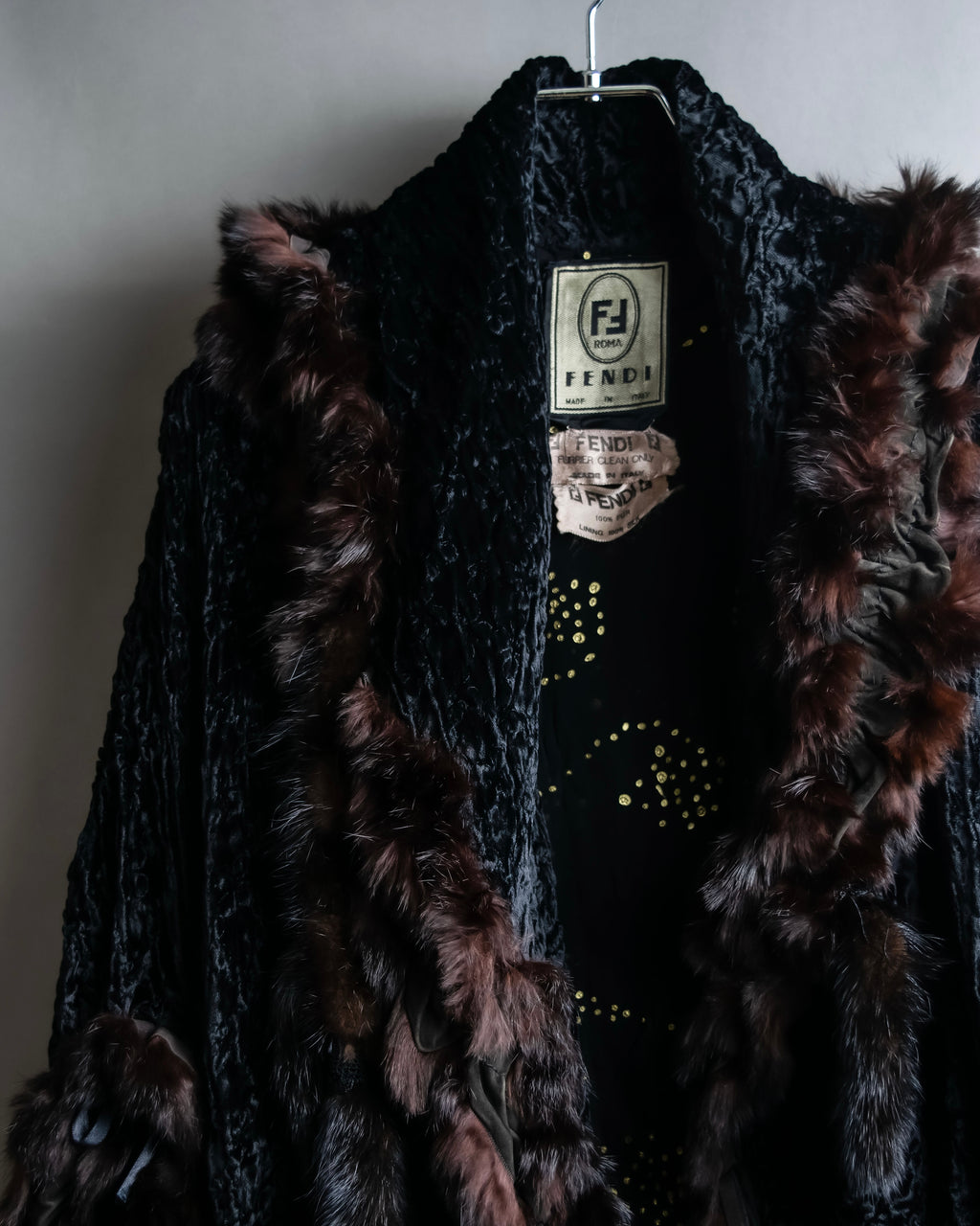 "FENDI" 1970's oversized astrakhan fur coat