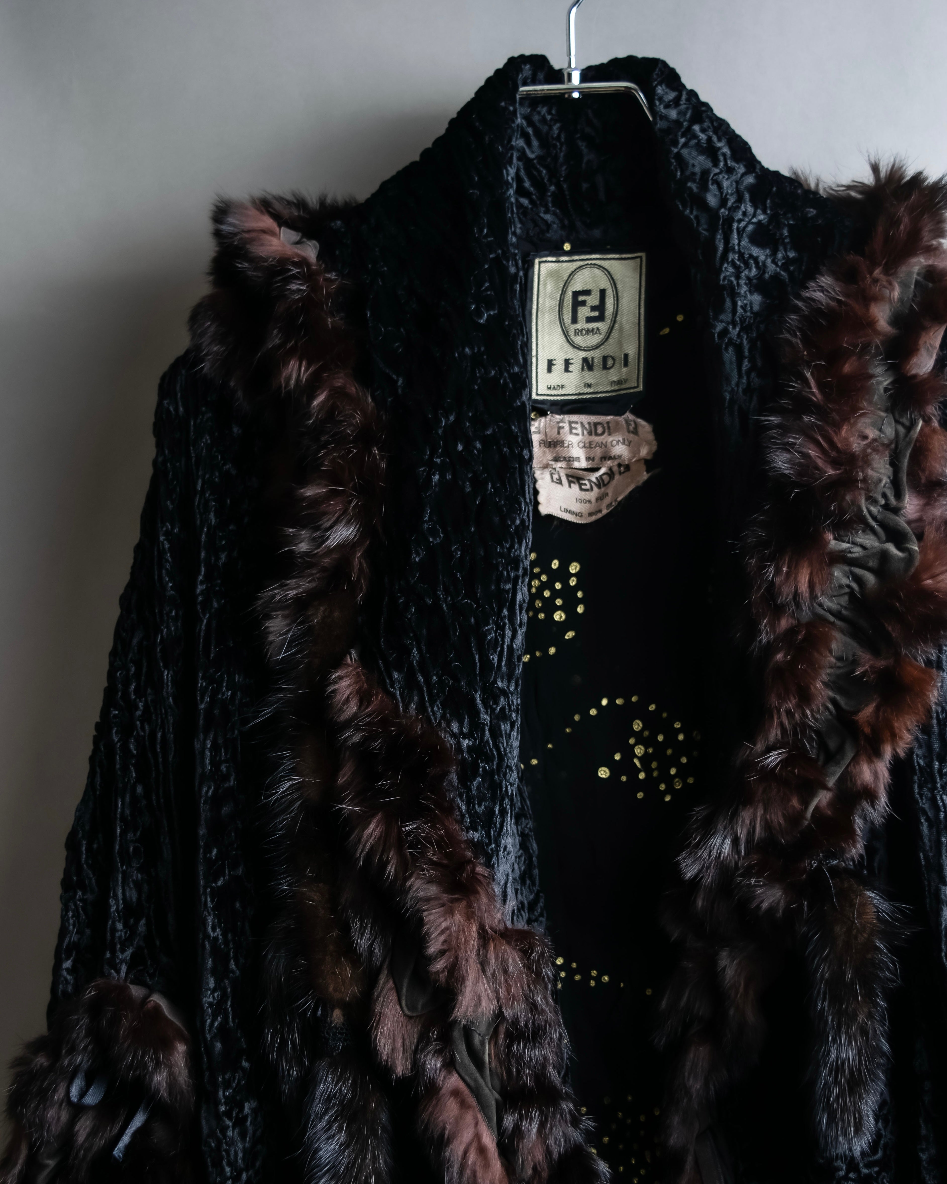 "FENDI" 1970's oversized astrakhan fur coat
