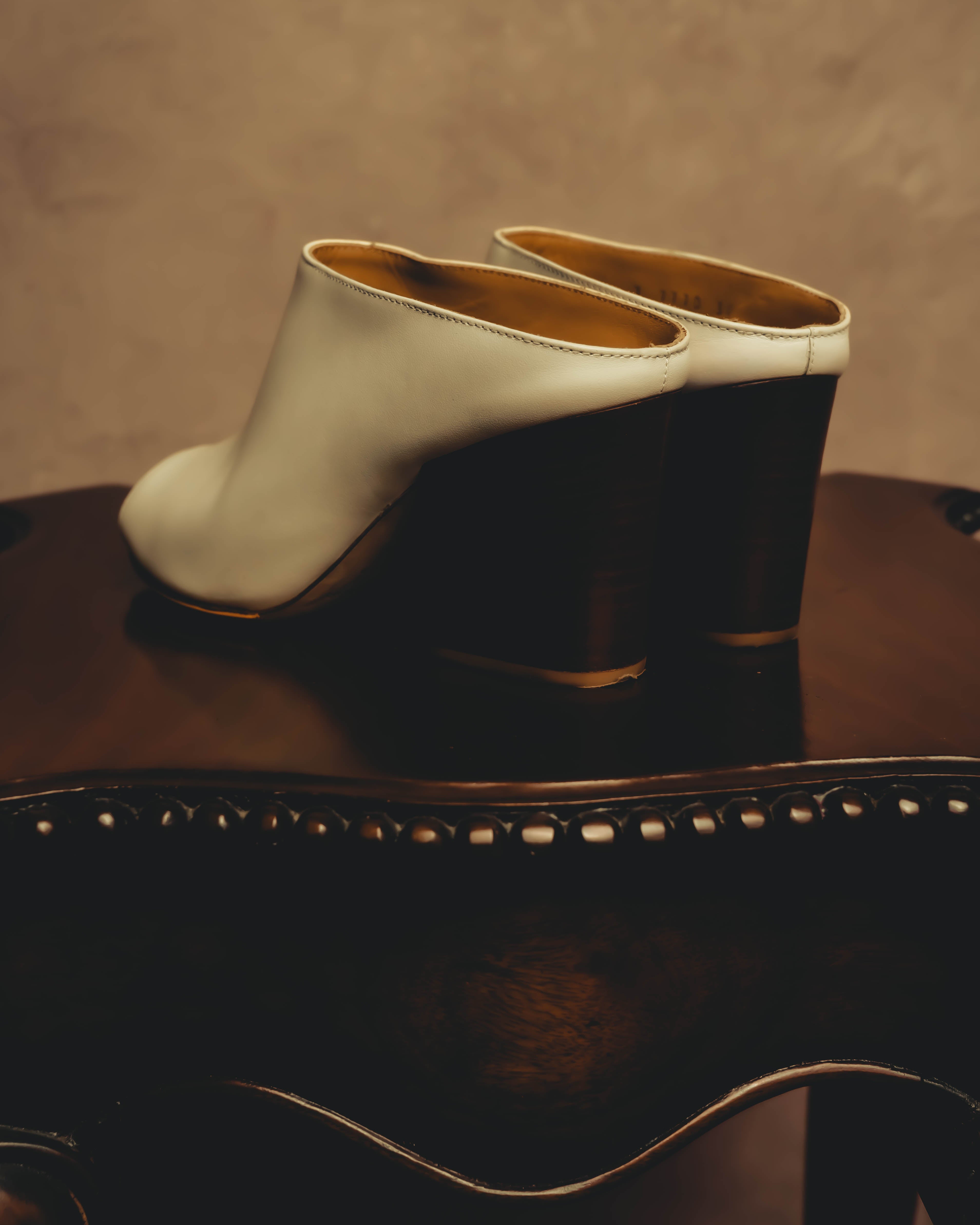 “Sergio Rossi” White open-toe heeled mules