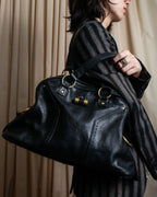 "YVES SAINT LAURENT" Gold parts design Muse toe leather bag