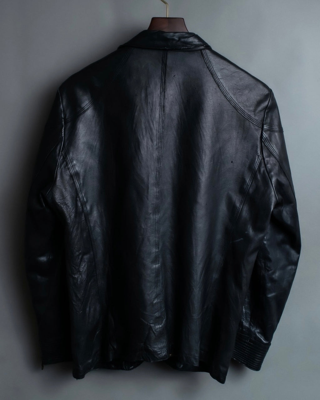 Leather Diagonal Single Jacket